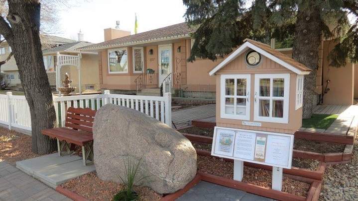 The Little Free Library on McCarthy Boulevard before the fire.