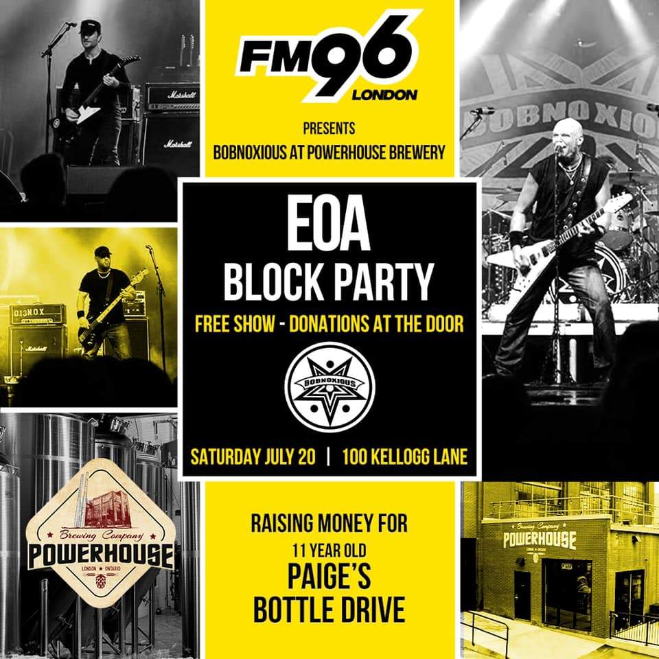 At 8 p.m. Saturday, FM96 and Bobnoxious are hosting a free concert at Powerhouse Brewing Company to raise money for a Dorchester girl whose mother is battling cancer.