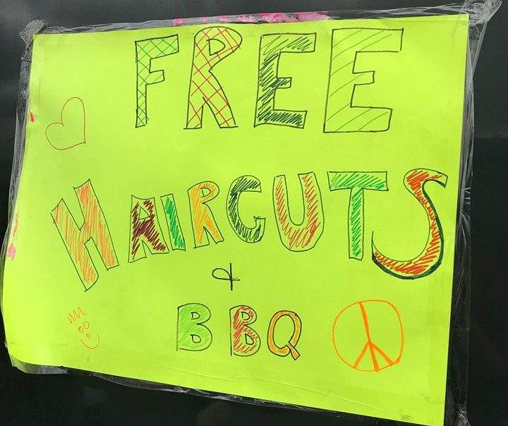 Care packages and a free meal are also given out with every haircut, or to those just stopping by who may need it.
