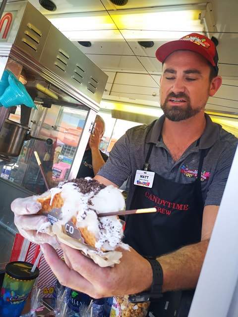 The cotton candy taco will surpass a sweet tooths needs.
