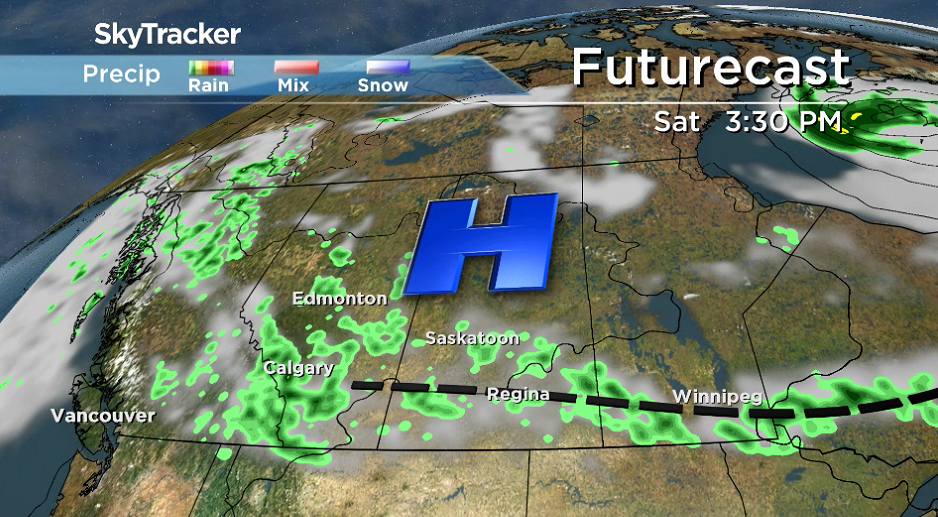 A lingering trough over the area will keep in a chance of showers with some clouds on Saturday.