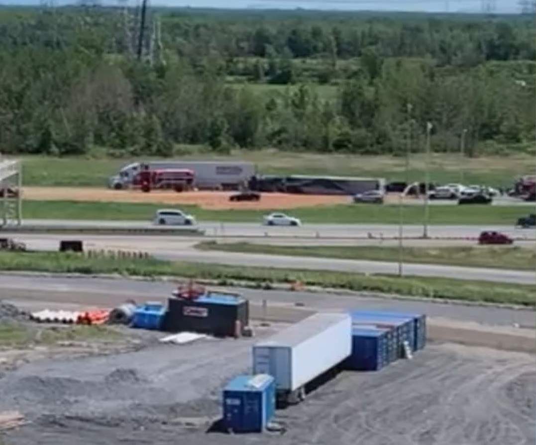 Portions of highway 30 and highway 10 were covered with apples Sunday afternoon