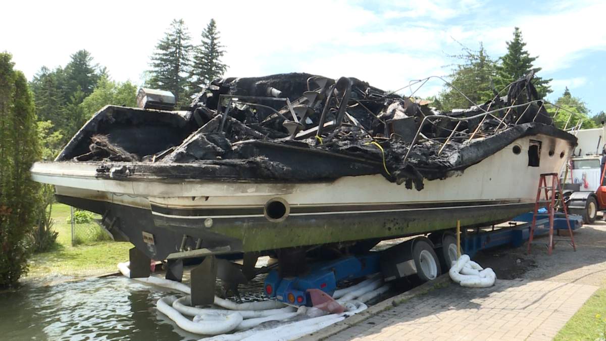 The fire started in the top deck, and made it’s way down the boat, according to fire officials at the scene.