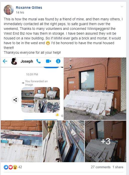 Portage Avenue mural honouring Winnipeg music legend taken down - image