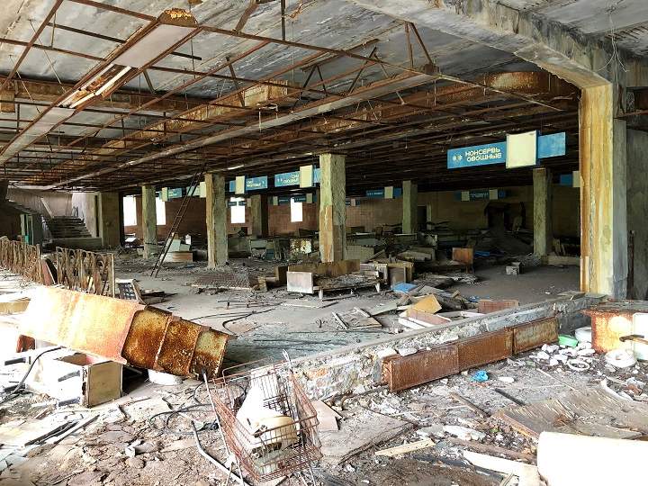 An abandoned building in the Chernobyl area