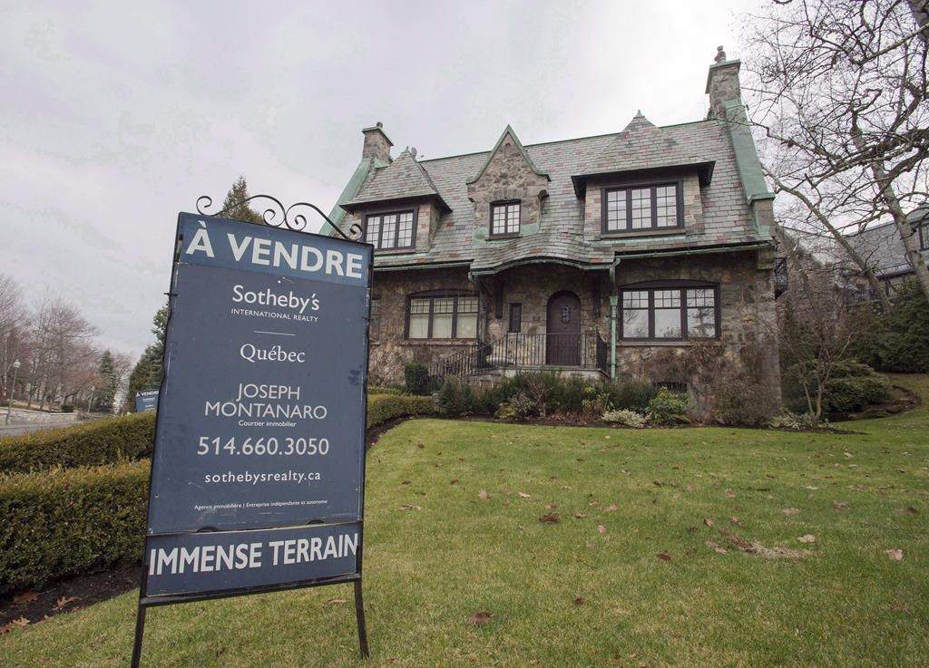 A house for sale in the Westmount suburb of Montreal is shown on December 11, 2015.