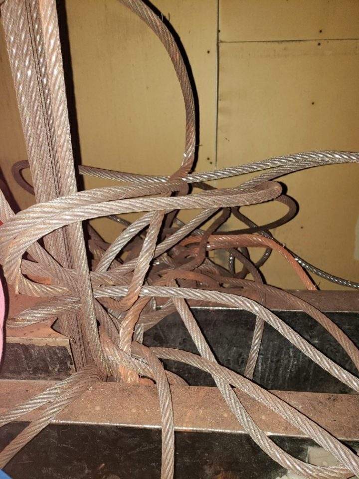 A photo of cables in the Calgary Tower elevator after the rescue on Friday.