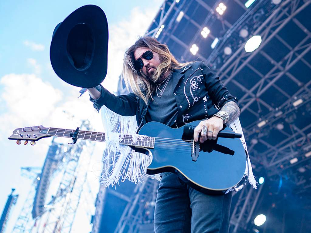 Billy Ray Cyrus performs on The Pyramid Stage during day five of Glastonbury Festival at Worthy Farm, Pilton on June 30, 2019 in Glastonbury, England.