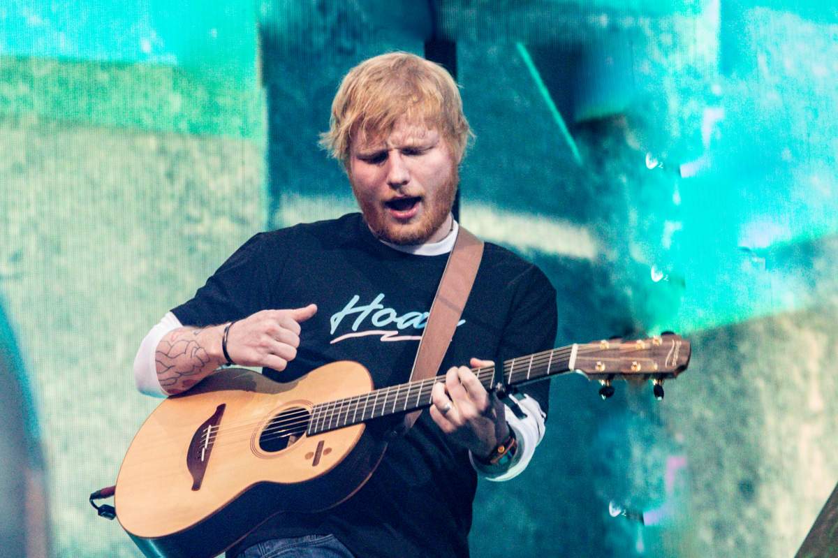 Ed Sheeran gives a concert at Wanda Metropolitano Stadium on June 11, 2019 in Madrid, Spain.