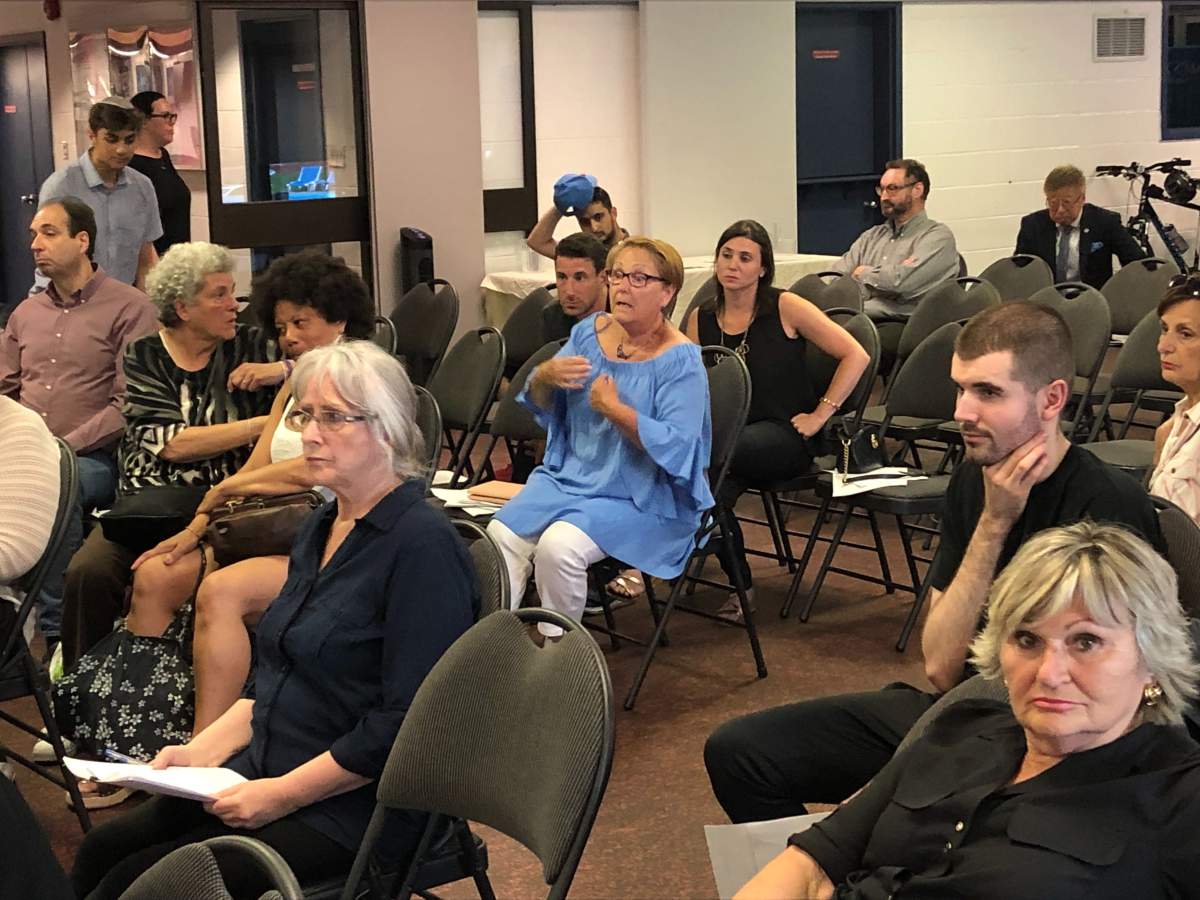 Hampstead residents gather at a special demolition meeting.