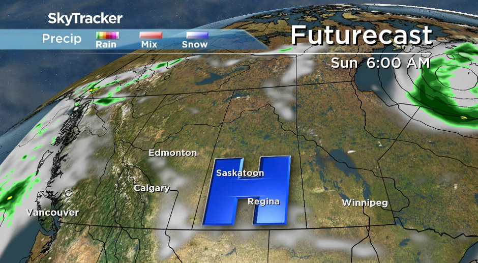 High pressure builds back in on Sunday bringing a return to sunshine.