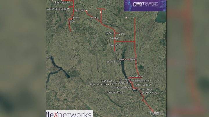 A map of the 21 communities that will receive high-speed internet access in Saskatchewan by the end of 2021.