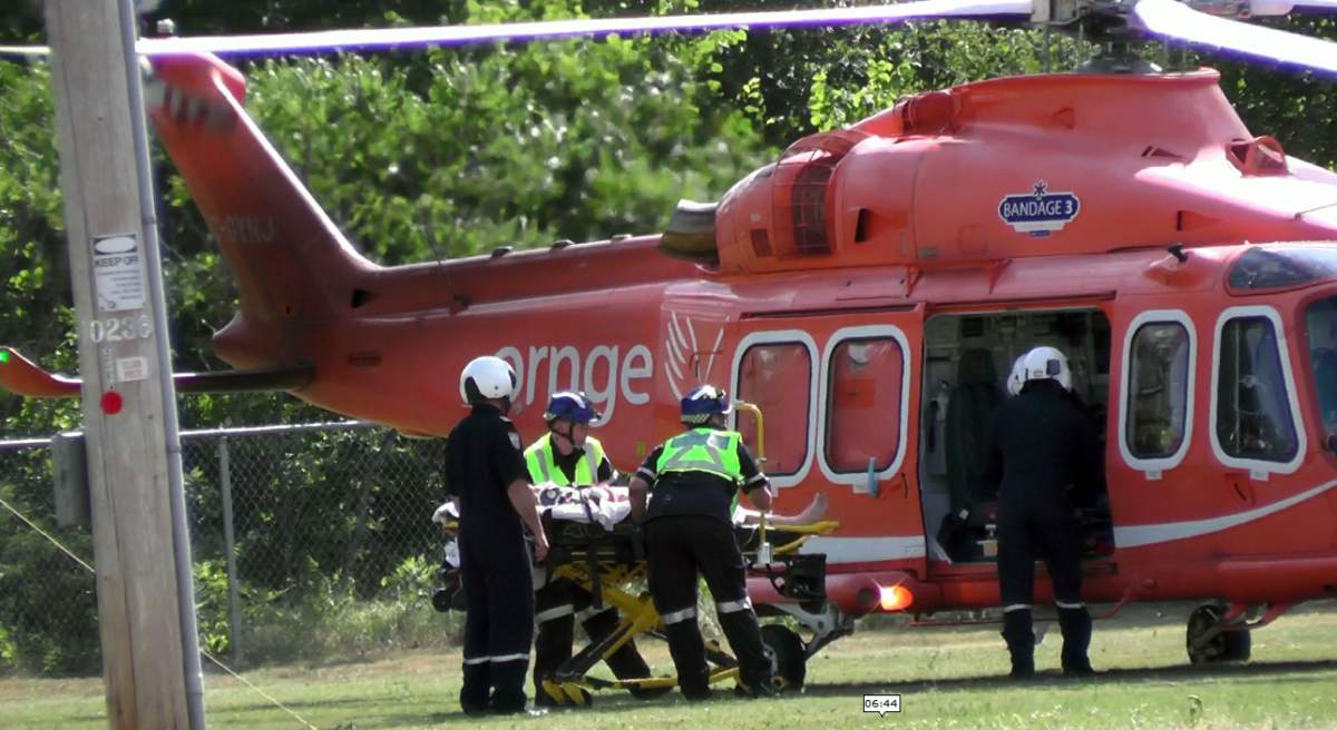 One woman was airlifted to hospital following a collision on Highway 28 north of Burleigh Falls on Wednesday afternoon.