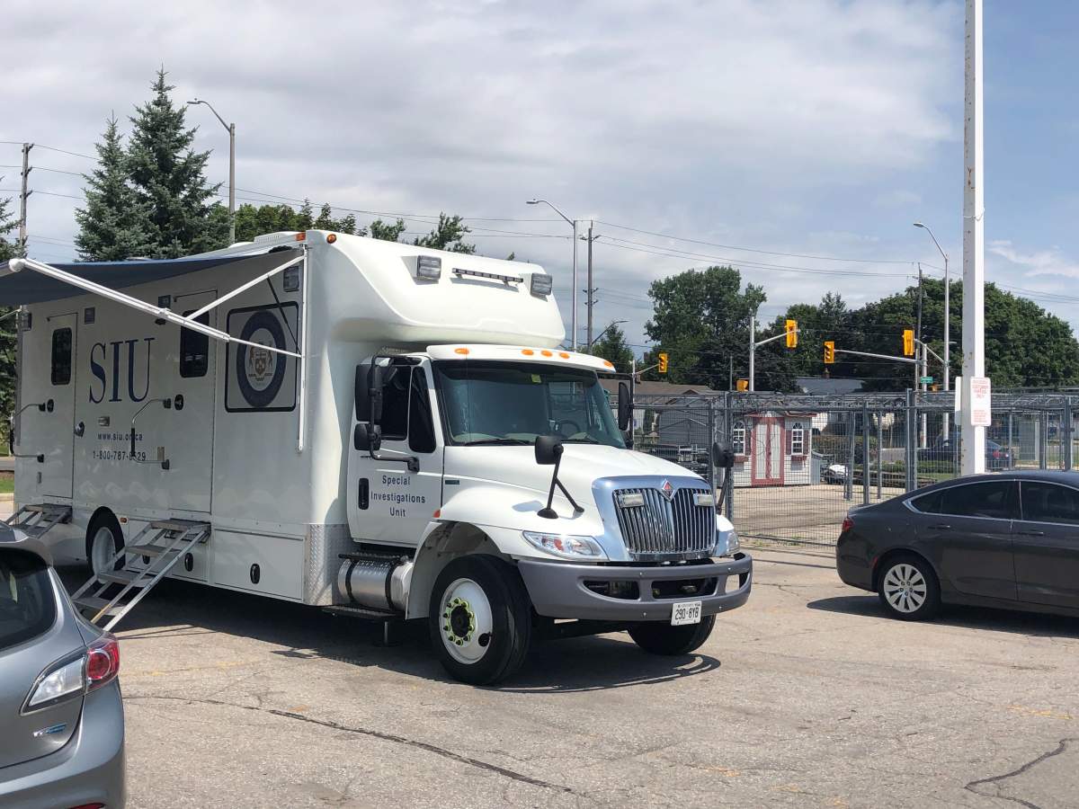 The SIU set up a mobile command post off of Southdale Road, west of Wellington Road, on July 31, 2019. 