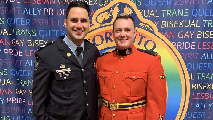 Corporal Rielly Knock (right) with Sask. RCMP and Senior Constable Ben Bjarnesen from Queensland Police in Australia at the World LGBTQ Conference for Criminal Justice Professionals in Toronto, which ran from June 19-21.