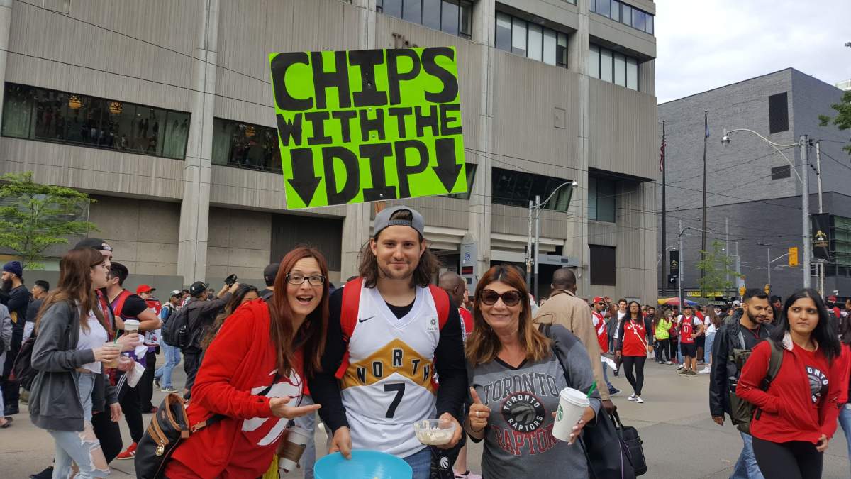 Francesca Galati enjoying the Raptors championship parade festivities before being trampled by the crowd.