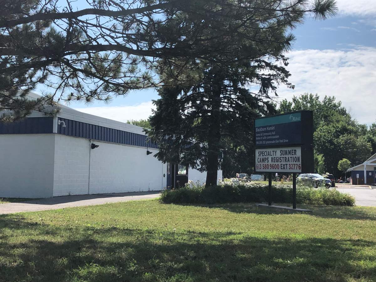 An image of the Blackburn Arena in Ottawa's east end, taken on July 23, 2019. The federal government announced Tuesday it's contributing $1 million to the arena's planned expansion and upgrade, which will include new accessible change rooms and bleachers.
