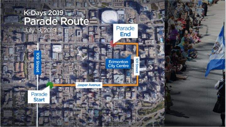 The 2019 K-Days Parade route.
