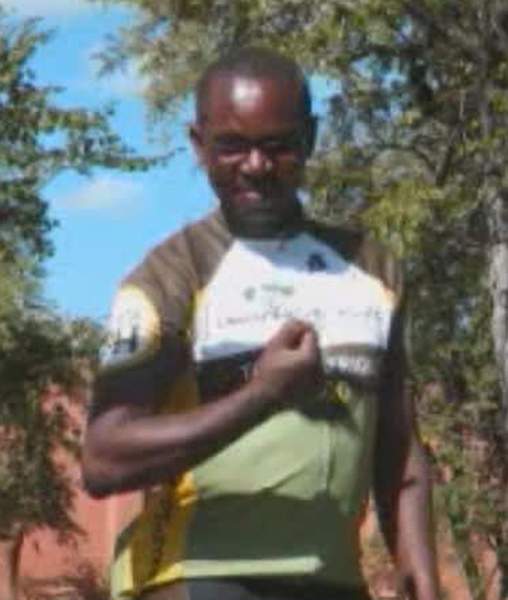 Charles Masala seen on a cycling trip through Africa in 2010.