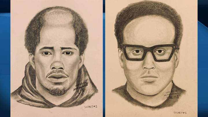 Meadow Lake RCMP have released composite sketches in hopes of identifying two suspects after a woman was shot in the arm.