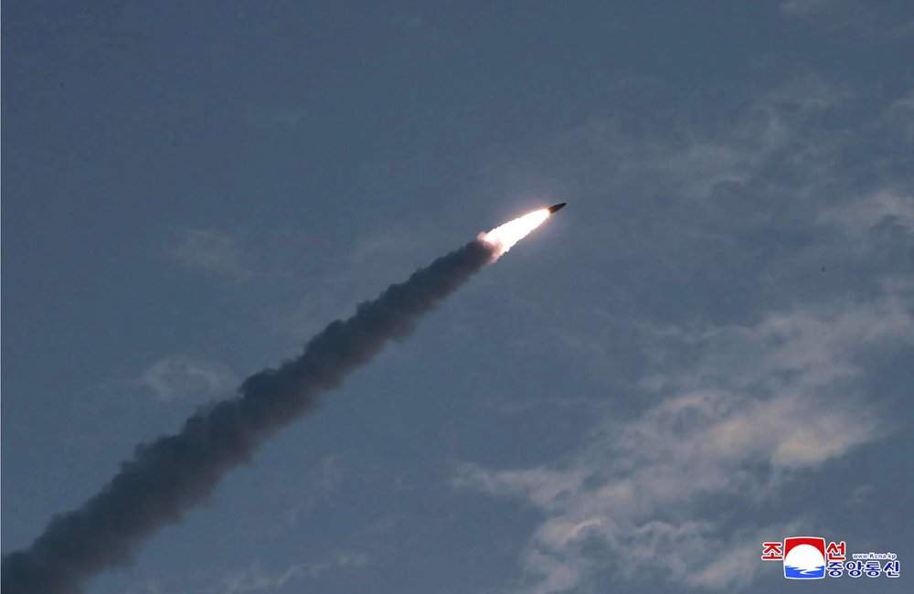 This Thursday, July 25, 2019, photo provided on Friday, July 26, 2019, by the North Korean government shows a test of a missile launch in North Korea.