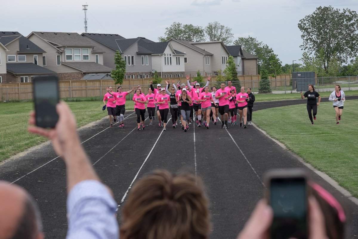Theresa Carriere alongside students, survivors, and others at St. Andre Bessette Catholic Secondary School, June 14, 2019.