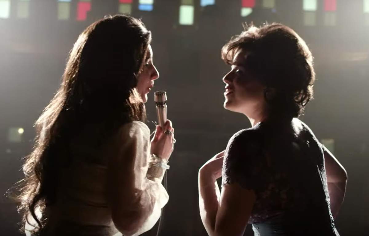 Megan Hilty and Jessie Mueller as Patsy Cline and Loretta Lynn in Lifetime’s upcoming TV movie, ‘Patsy and Loretta.’
