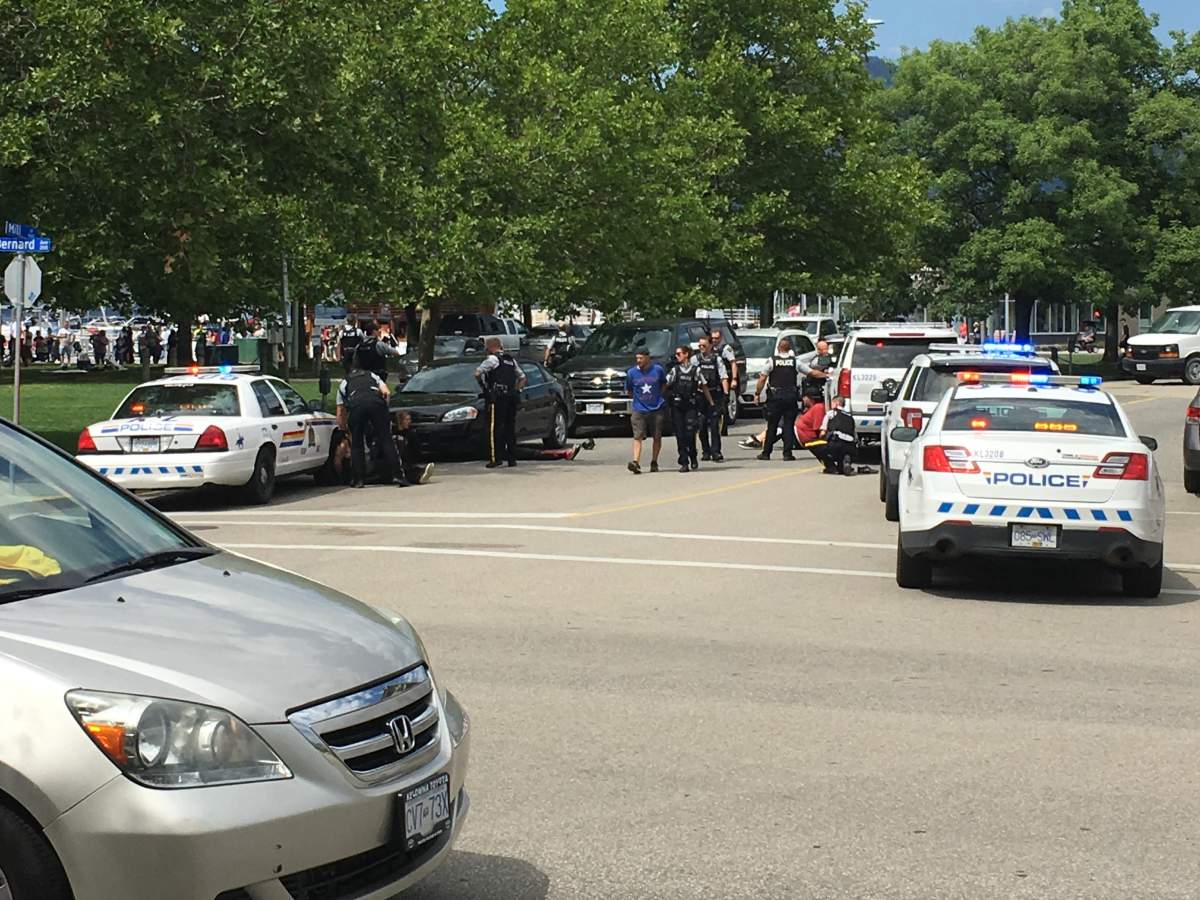 RCMP vehicles and personnel swarmed the area of Mill Street and Bernard.