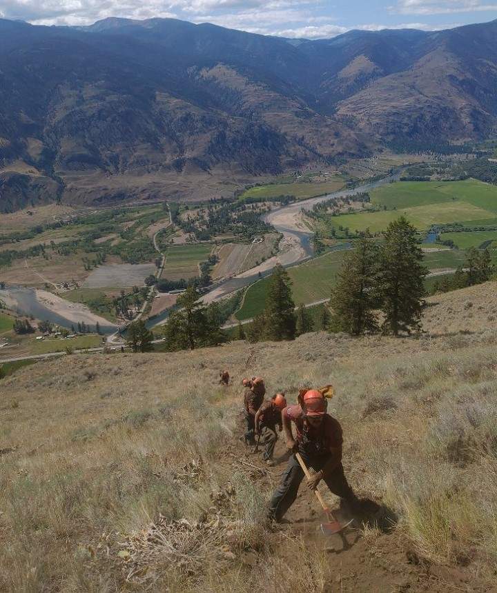 A photo showing the steep terrain firefighters are facing in battling the Richter Mountain wildfire.