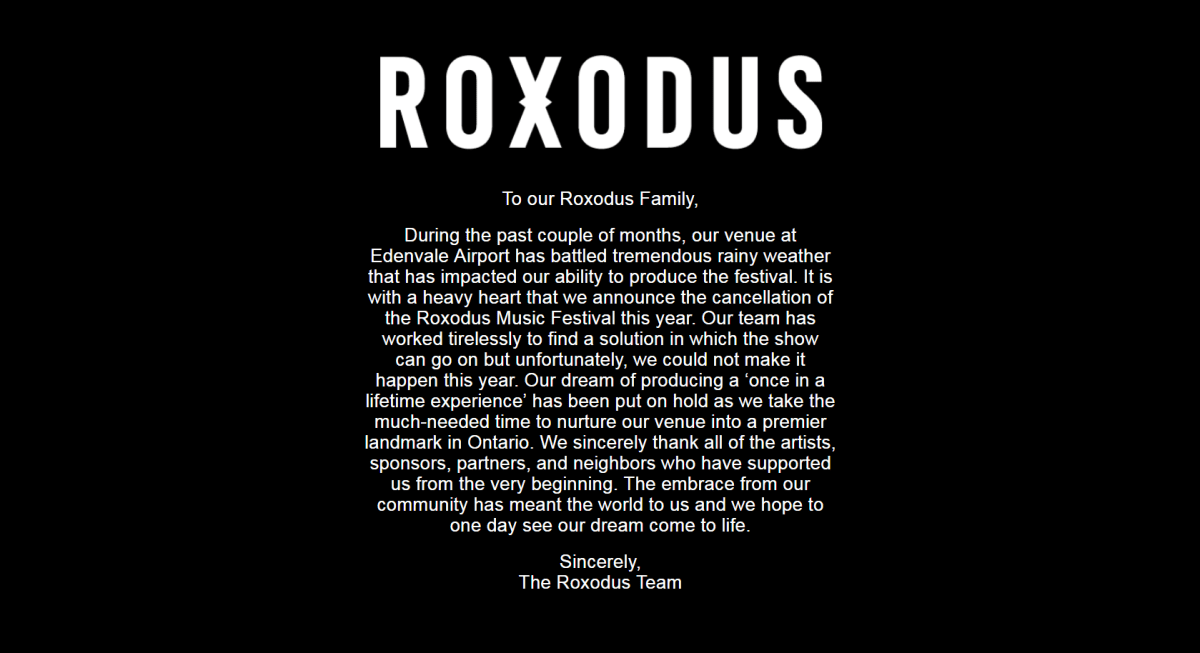 Image taken from the Roxodus website on July 4, 2019.