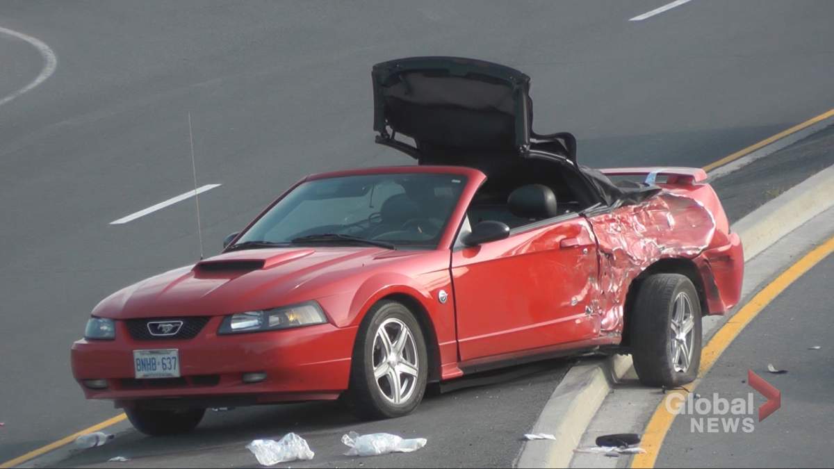 Peterborough Police say this vehicle was stolen from Millbrook and involved in a collision in the city’s south end on Tuesday night.