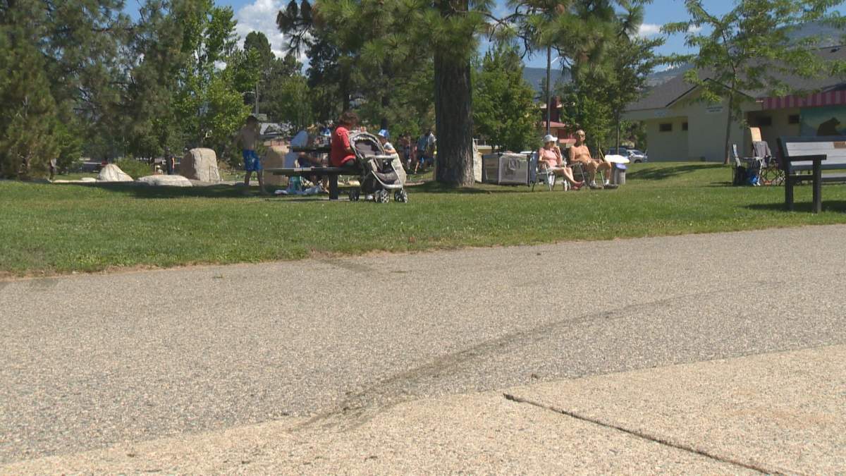 Skid marks could be seen where an alleged hit and run took place Sunday in Penticton. 