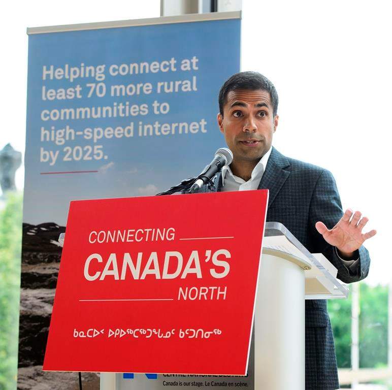 Alykhan Velshi, vice president of corporate affairs at Huawei Canada, speaks during a press conference in Ottawa on Monday, July 22, 2019. THE CANADIAN PRESS/Sean Kilpatrick