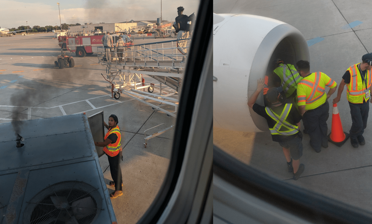 A passenger shared her photos from the grounded Swoop flight that was scheduled to fly from Hamilton to Las Vegas on Thursday night.