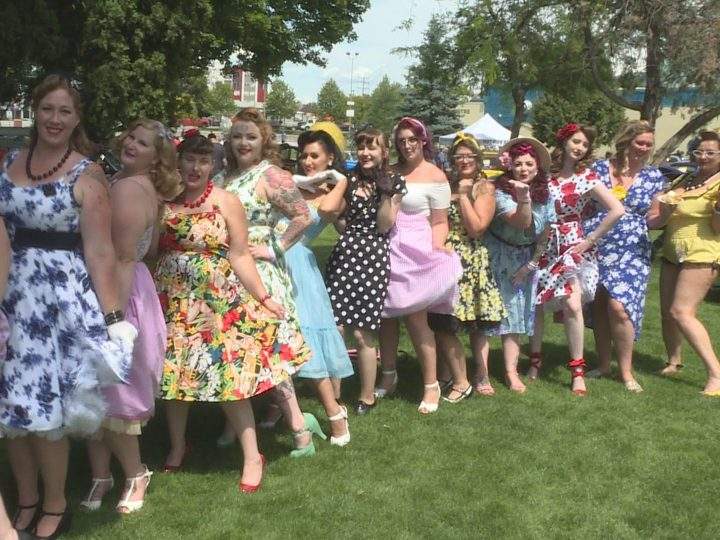 Pin-up girls ready to take on the pin-up pageant at the Vernon Cruise-in.