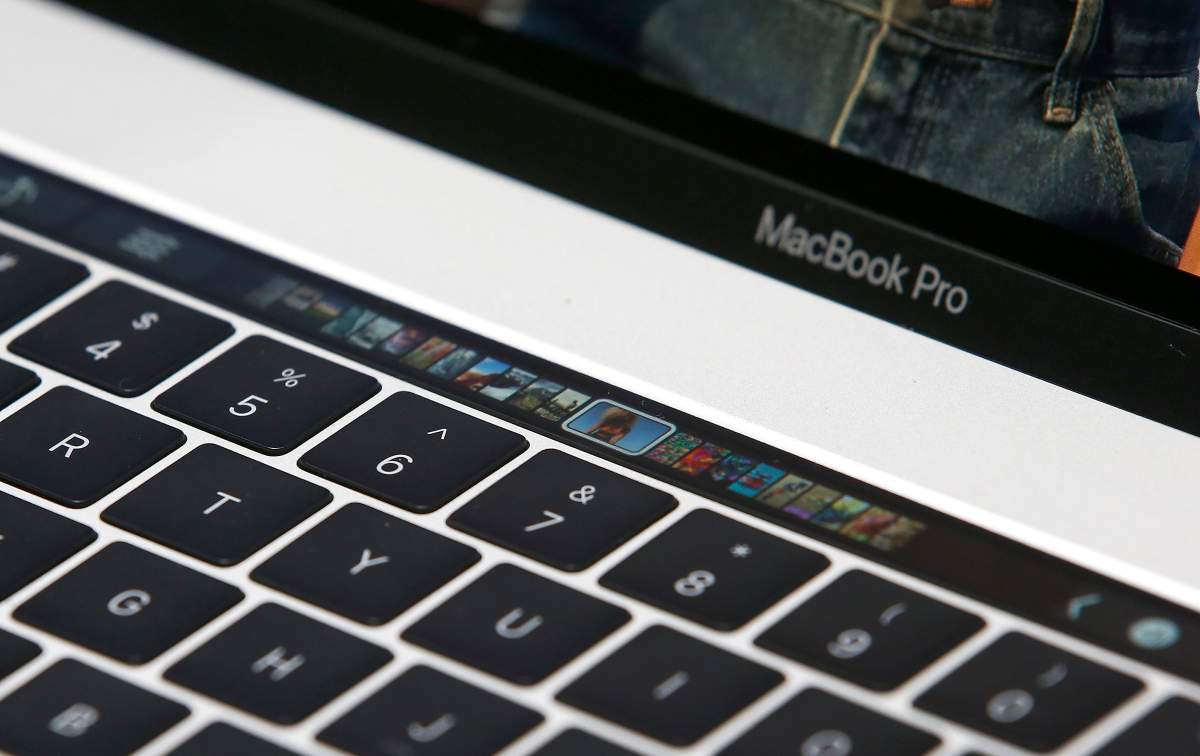 A Touch Bar on a MacBook Pro computer shown in a demo room, following the announcement of new products at the Apple Headquarters in Cupertino, California, USA, 27 October 2016.