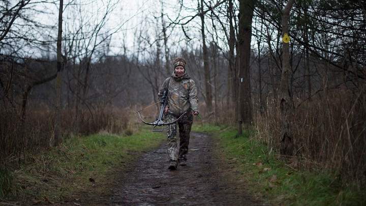 Deyowidro't heads back in after an unsuccessful deer harvest in Short Hills Provincial Park on Dec 5 2017.
