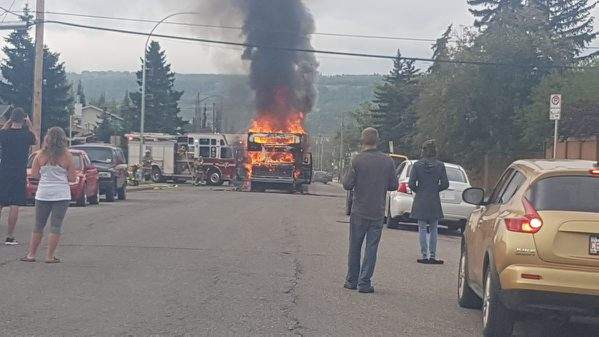 Calgary firefighters responded to a fully engulfed vehicle at 46 Avenue N.W. near 77 Street N.W. after 9:30 a.m.