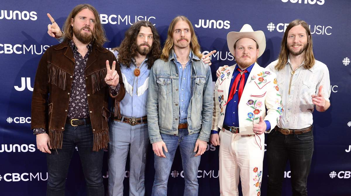 The Sheepdogs arrive on the red carpet at the 2019 Juno Awards in London, Ont.