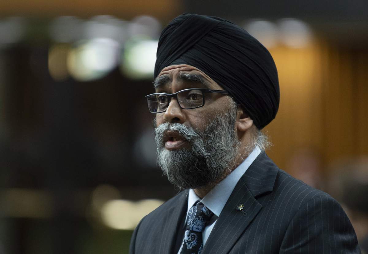 Minister of National Defence Minister Harjit Sajjan responds during Question Period in the House of Commons, in Ottawa on May 28, 2019. 