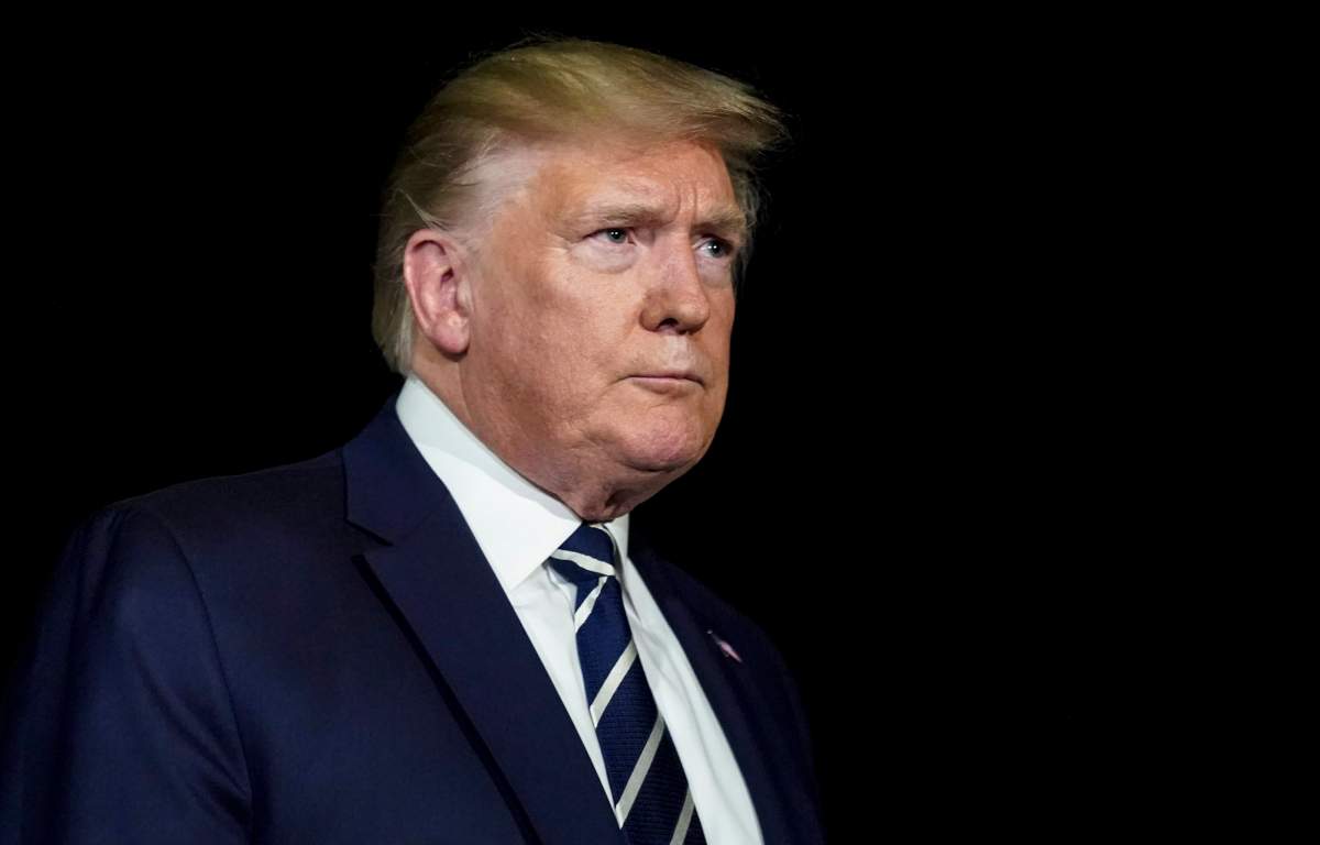 President of the United States Donald J. Trump speaks with members of the media as he departs the White House, en route to Joint Base Andrews, in Washington, DC, USA, 23 August 2019. 