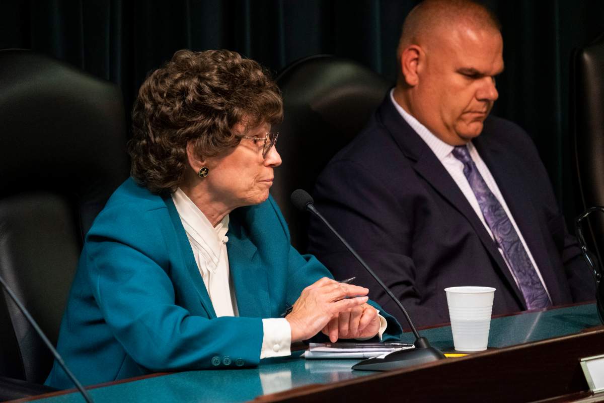In this Aug. 22, 2019 file photo, Jean Cramer, a candidate for the Marysville City Council, gives her opening remarks during a candidate forum at the Marysville, Mich.