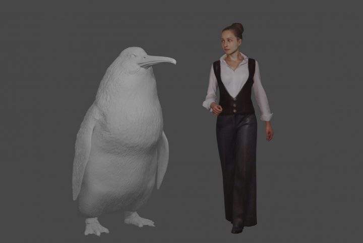 This illustration provided by the Canterbury Museum, shows the approximate height of a giant penguin, a "crossvallia waiparensis" next to a human being.
