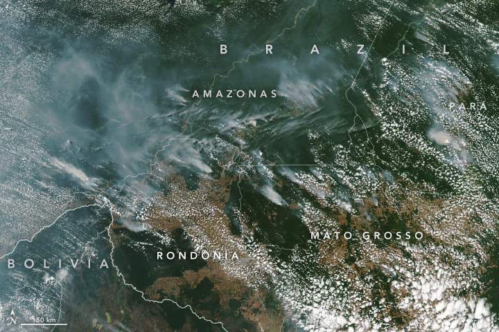 Satellites have detected an increase in fire activity early in the 2019 dry season in the southern Amazon.
