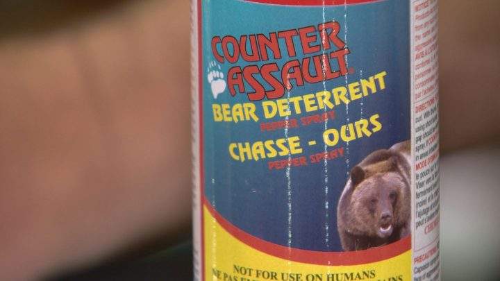 An example of bear spray, which can be purchased at an outdoor goods store.