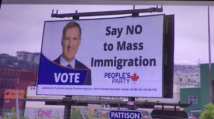 This billboard along the Bedford Highway in Halifax appeared Friday morning to the frustration of many.