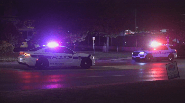 Peel Police at the scene of where shots were fired in Brampton.