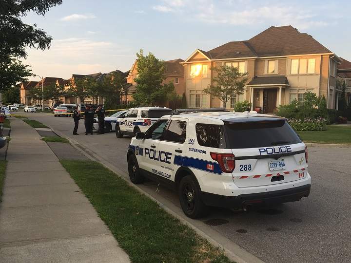 Peel police on scene of the fatal Brampton stabbing Friday morning.