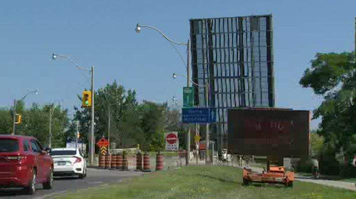 Cherry Street Bridge remains in an upright position after TTC officials reported that it was malfunctioning (photo taken on Aug. 4, 2019).