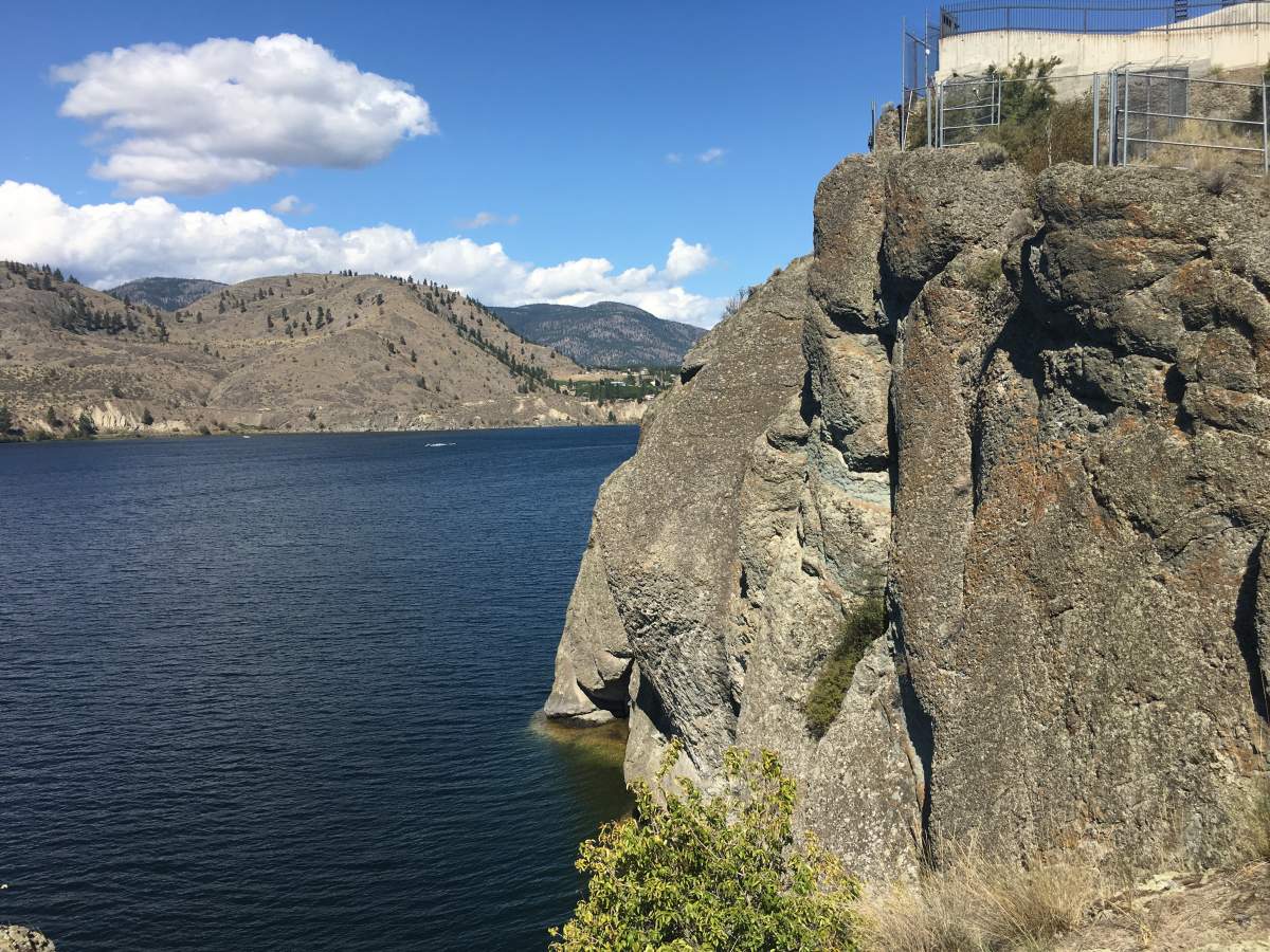 The scene of a fatal cliff jumping accident on Friday near Okanagan Falls.